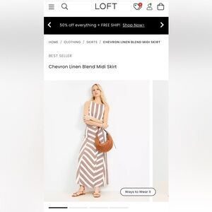 LOFT Chevron Patterned Skirt Set in Brown and White